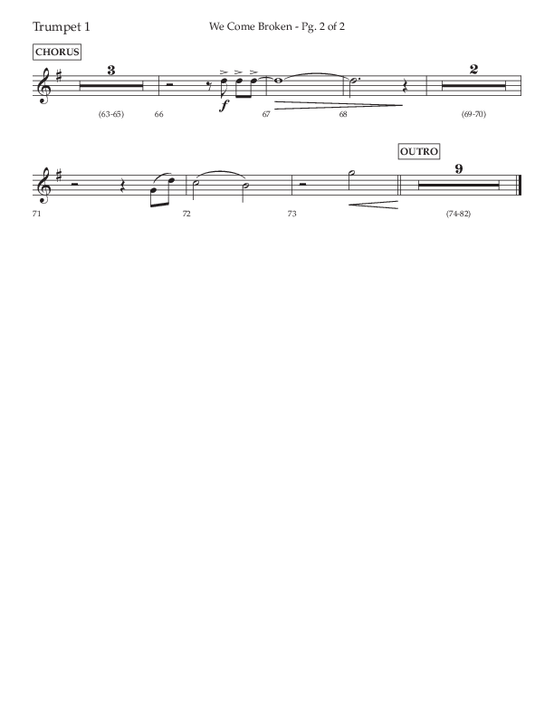 We Come Broken (Choral Anthem SATB) Trumpet 1 (Lifeway Choral / Arr. Kirk Kirkland / Orch. Daniel Boundaczuk)