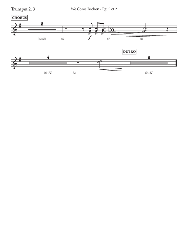 We Come Broken (Choral Anthem SATB) Trumpet 2/3 (Lifeway Choral / Arr. Kirk Kirkland / Orch. Daniel Boundaczuk)