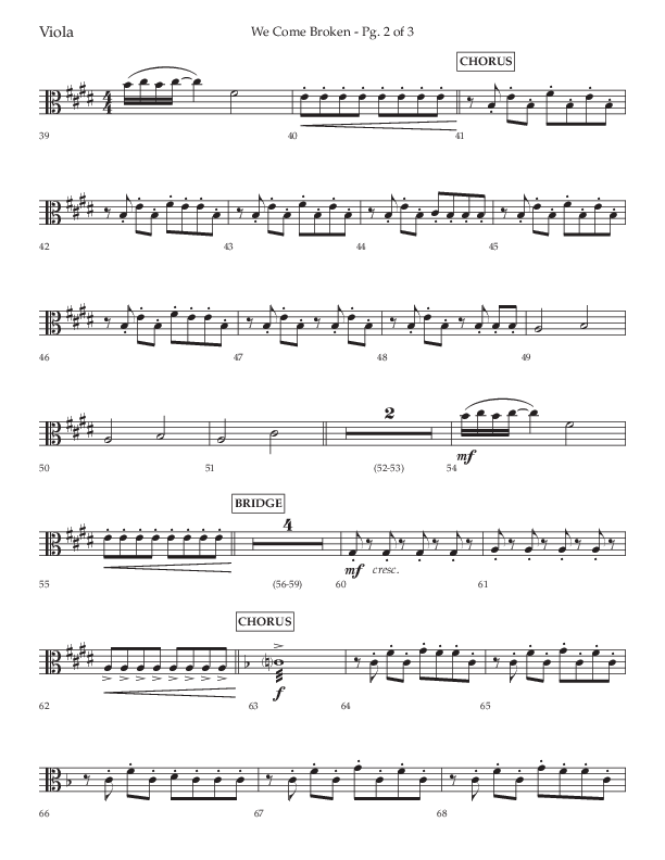 We Come Broken (Choral Anthem SATB) Viola (Lifeway Choral / Arr. Kirk Kirkland / Orch. Daniel Boundaczuk)