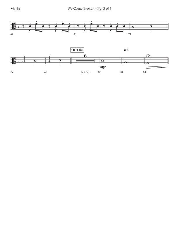 We Come Broken (Choral Anthem SATB) Viola (Lifeway Choral / Arr. Kirk Kirkland / Orch. Daniel Boundaczuk)