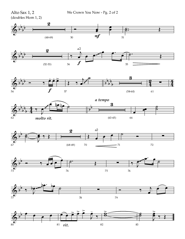 We Crown You Now (Choral Anthem SATB) Alto Sax 1/2 (Lifeway Choral / Arr. Bradley Knight)