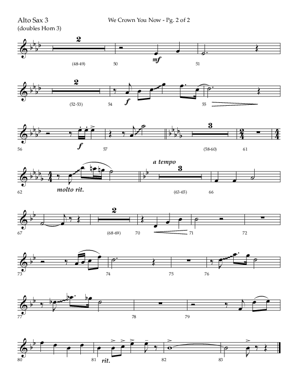 We Crown You Now (Choral Anthem SATB) Alto Sax (Lifeway Choral / Arr. Bradley Knight)