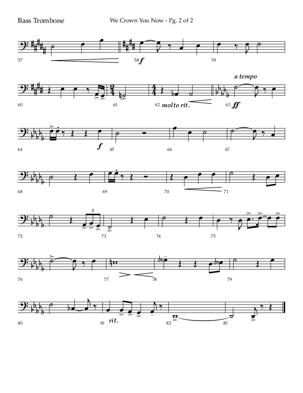 We Crown You Now (Choral Anthem SATB) Bass Trombone (Lifeway Choral / Arr. Bradley Knight)