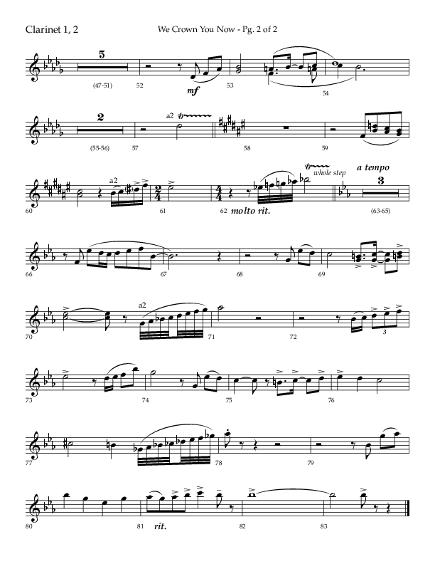 We Crown You Now (Choral Anthem SATB) Clarinet 1/2 (Lifeway Choral / Arr. Bradley Knight)