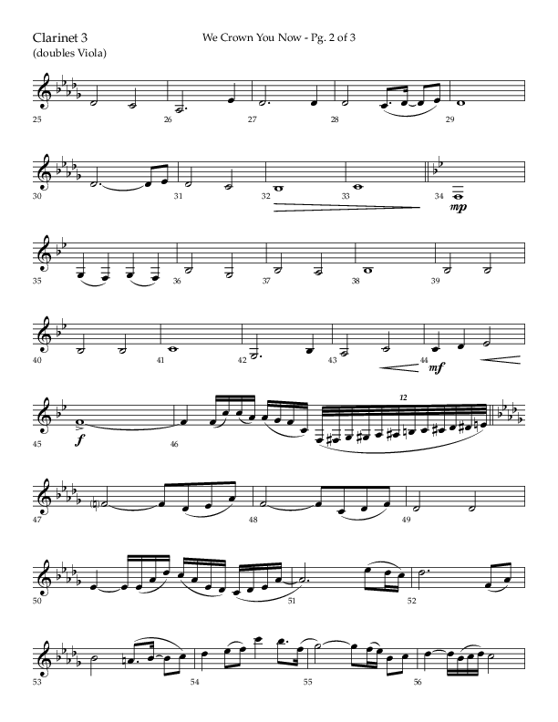 We Crown You Now (Choral Anthem SATB) Clarinet 3 (Lifeway Choral / Arr. Bradley Knight)