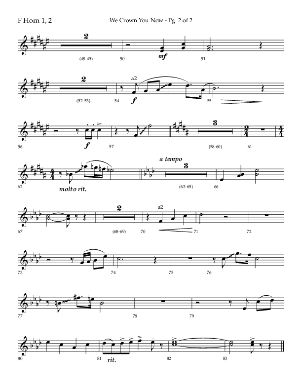 We Crown You Now (Choral Anthem SATB) French Horn 1/2 (Lifeway Choral / Arr. Bradley Knight)