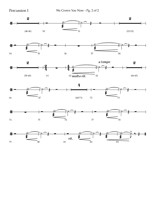 We Crown You Now (Choral Anthem SATB) Percussion 1/2 (Lifeway Choral / Arr. Bradley Knight)