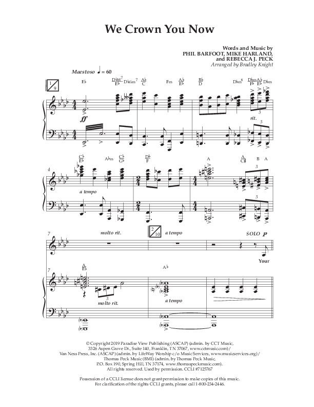 We Crown You Now (Choral Anthem SATB) Anthem (SATB/Piano) (Lifeway Choral / Arr. Bradley Knight)