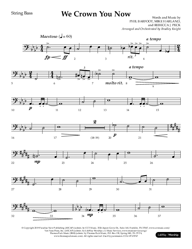 We Crown You Now (Choral Anthem SATB) String Bass (Lifeway Choral / Arr. Bradley Knight)