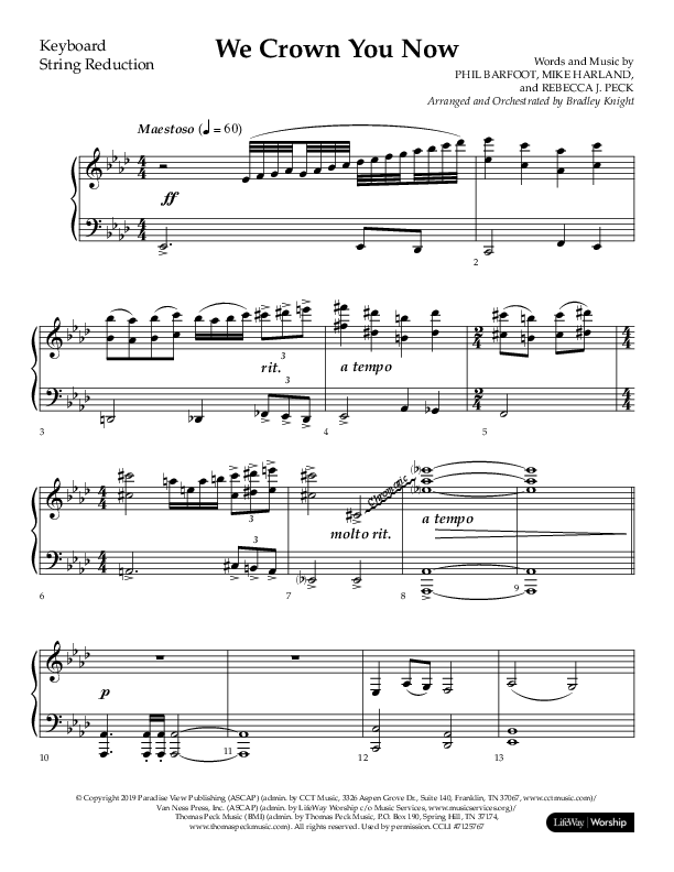 We Crown You Now (Choral Anthem SATB) String Reduction (Lifeway Choral / Arr. Bradley Knight)