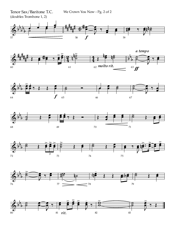We Crown You Now (Choral Anthem SATB) Tenor Sax/Baritone T.C. (Lifeway Choral / Arr. Bradley Knight)