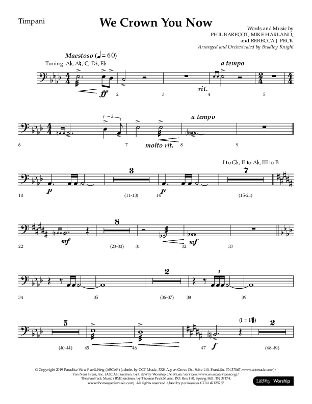We Crown You Now (Choral Anthem SATB) Timpani (Lifeway Choral / Arr. Bradley Knight)