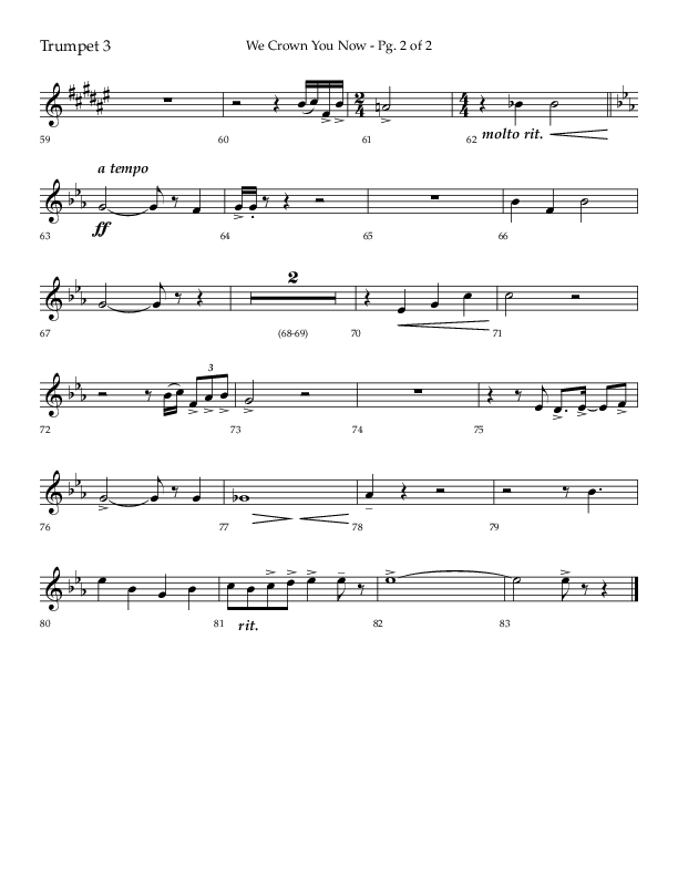 We Crown You Now (Choral Anthem SATB) Trumpet 3 (Lifeway Choral / Arr. Bradley Knight)