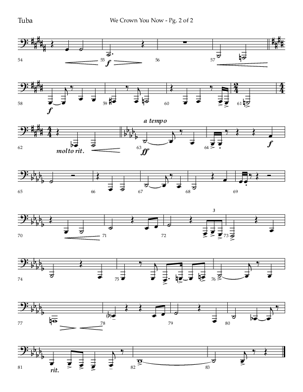 We Crown You Now (Choral Anthem SATB) Tuba (Lifeway Choral / Arr. Bradley Knight)