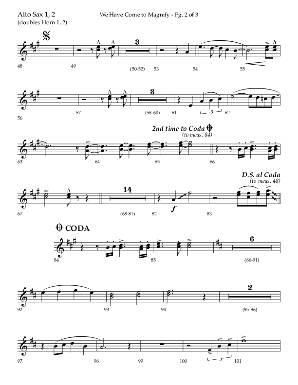 We Have Come To Magnify (Choral Anthem SATB) Alto Sax 1/2 (Lifeway Choral / Arr. Bradley Knight)