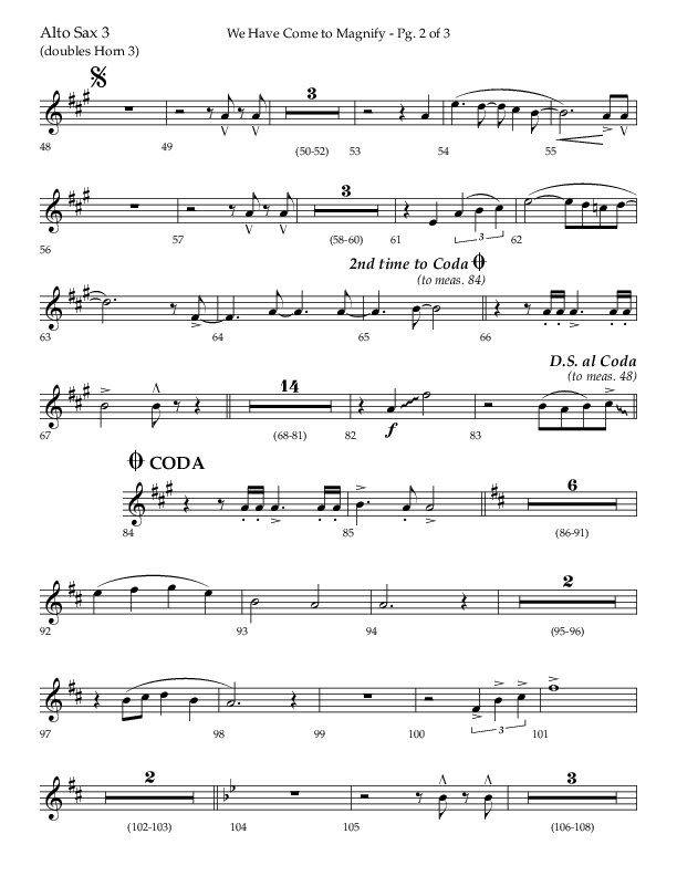 We Have Come To Magnify (Choral Anthem SATB) Alto Sax (Lifeway Choral / Arr. Bradley Knight)