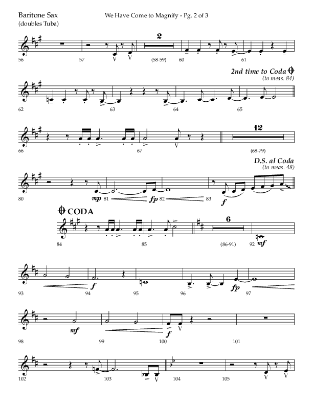 We Have Come To Magnify (Choral Anthem SATB) Bari Sax (Lifeway Choral / Arr. Bradley Knight)