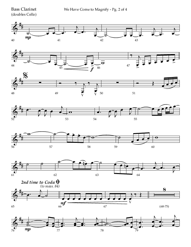 We Have Come To Magnify (Choral Anthem SATB) Bass Clarinet (Lifeway Choral / Arr. Bradley Knight)
