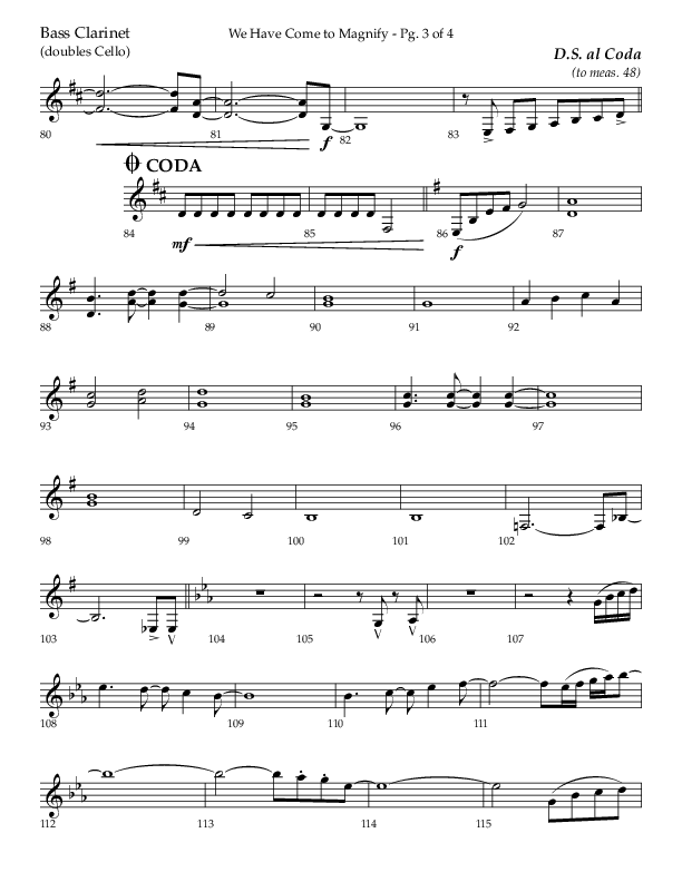 We Have Come To Magnify (Choral Anthem SATB) Bass Clarinet (Lifeway Choral / Arr. Bradley Knight)