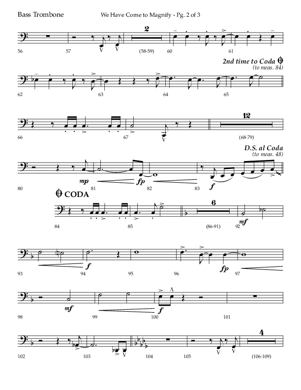 We Have Come To Magnify (Choral Anthem SATB) Bass Trombone (Lifeway Choral / Arr. Bradley Knight)