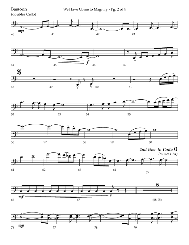 We Have Come To Magnify (Choral Anthem SATB) Bassoon (Lifeway Choral / Arr. Bradley Knight)