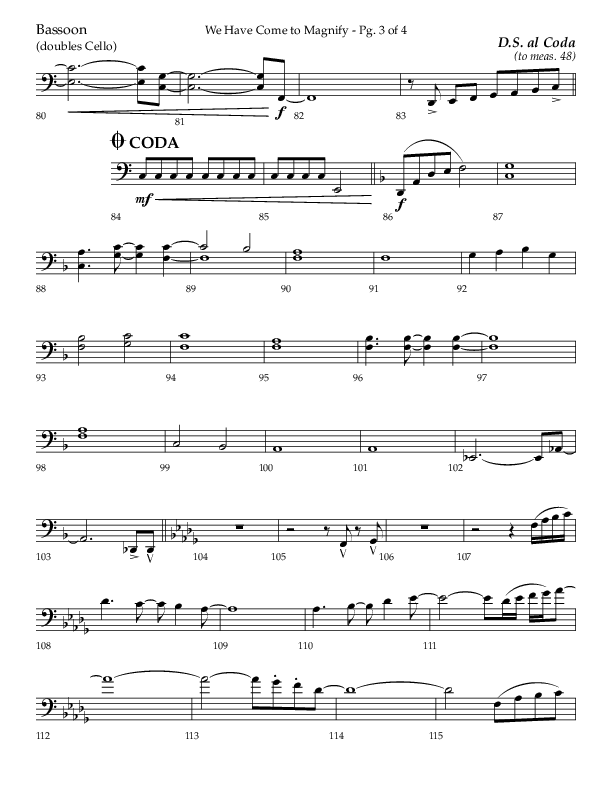 We Have Come To Magnify (Choral Anthem SATB) Bassoon (Lifeway Choral / Arr. Bradley Knight)