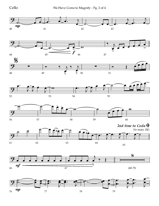 We Have Come To Magnify (Choral Anthem SATB) Cello (Lifeway Choral / Arr. Bradley Knight)