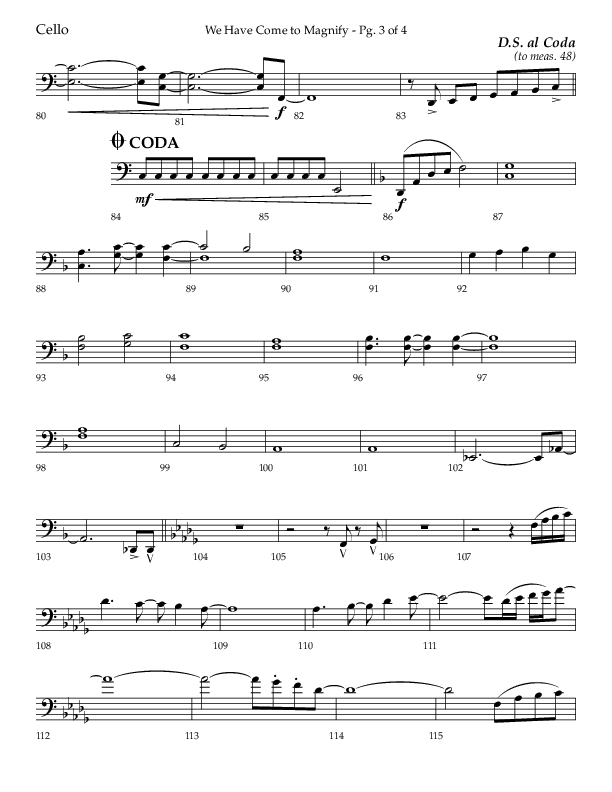 We Have Come To Magnify (Choral Anthem SATB) Cello (Lifeway Choral / Arr. Bradley Knight)