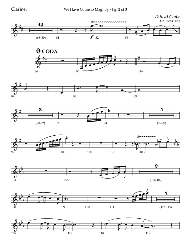 We Have Come To Magnify (Choral Anthem SATB) Clarinet 1/2 (Lifeway Choral / Arr. Bradley Knight)