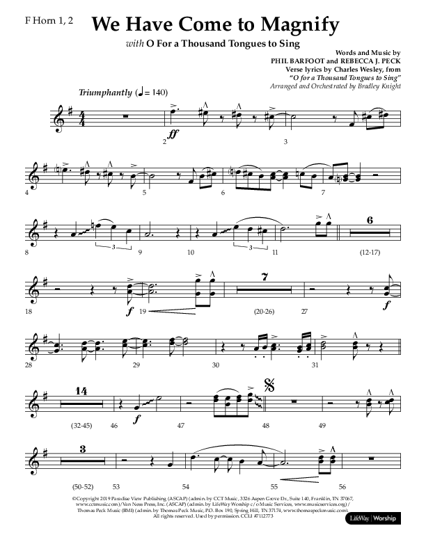 We Have Come To Magnify (Choral Anthem SATB) French Horn 1/2 (Lifeway Choral / Arr. Bradley Knight)