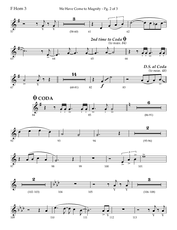 We Have Come To Magnify (Choral Anthem SATB) French Horn 3 (Lifeway Choral / Arr. Bradley Knight)