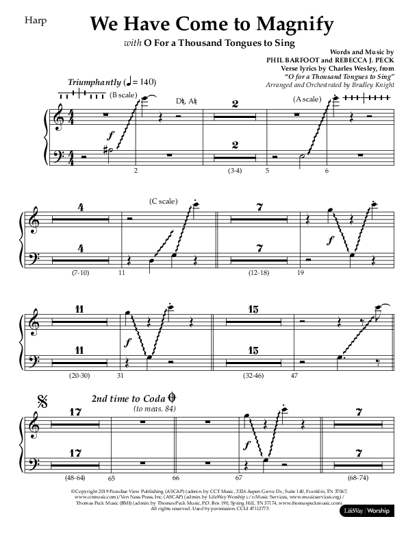 We Have Come To Magnify (Choral Anthem SATB) Harp (Lifeway Choral / Arr. Bradley Knight)