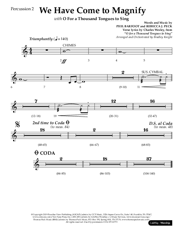 We Have Come To Magnify (Choral Anthem SATB) Percussion 1/2 (Lifeway Choral / Arr. Bradley Knight)
