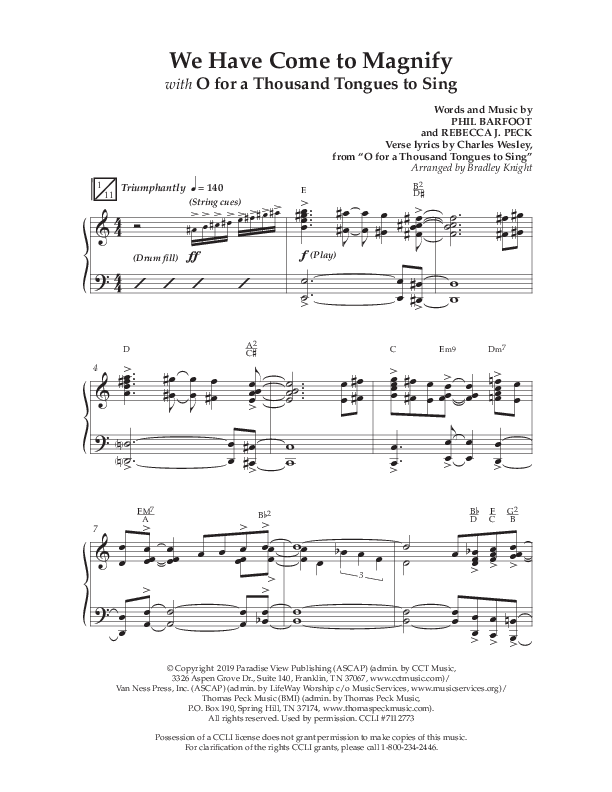 We Have Come To Magnify (Choral Anthem SATB) Anthem (SATB/Piano) (Lifeway Choral / Arr. Bradley Knight)