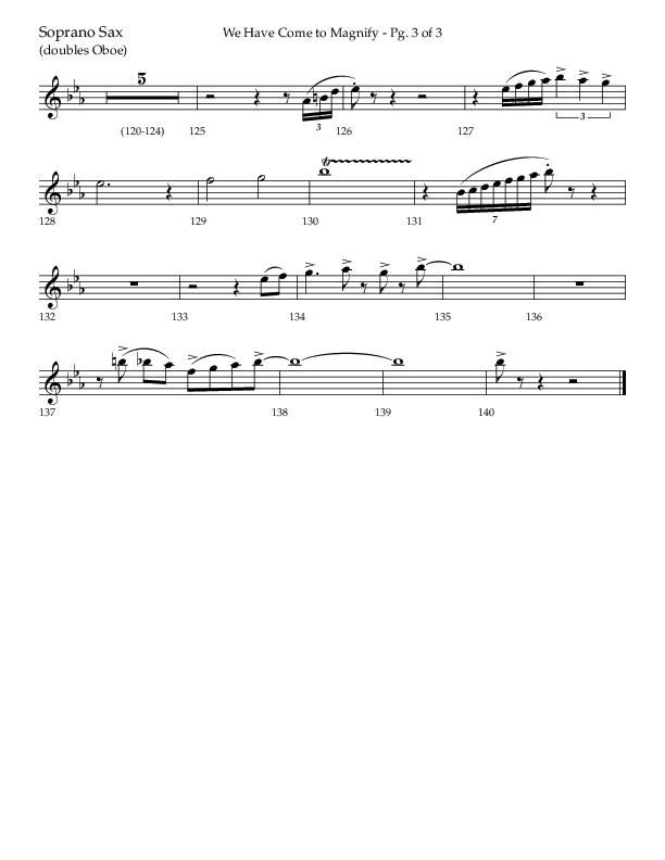 We Have Come To Magnify (Choral Anthem SATB) Soprano Sax (Lifeway Choral / Arr. Bradley Knight)