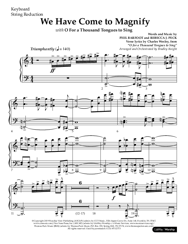 We Have Come To Magnify (Choral Anthem SATB) String Reduction (Lifeway Choral / Arr. Bradley Knight)