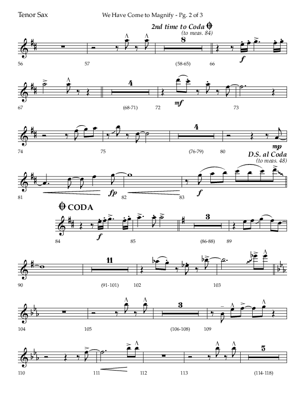 We Have Come To Magnify (Choral Anthem SATB) Tenor Sax 1 (Lifeway Choral / Arr. Bradley Knight)
