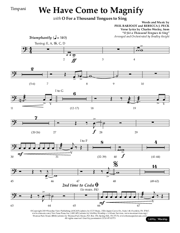 We Have Come To Magnify (Choral Anthem SATB) Timpani (Lifeway Choral / Arr. Bradley Knight)