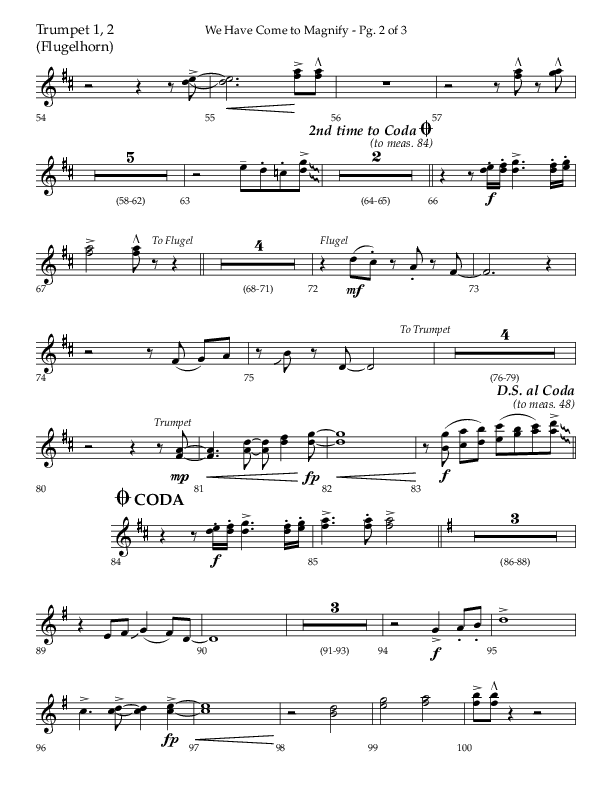 We Have Come To Magnify (Choral Anthem SATB) Trumpet 1,2 (Lifeway Choral / Arr. Bradley Knight)