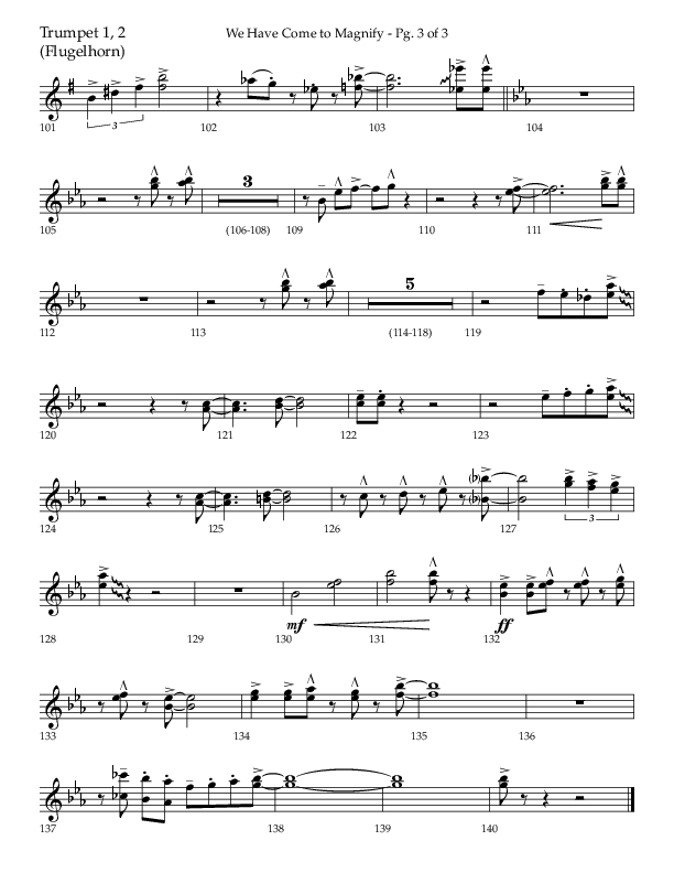 We Have Come To Magnify (Choral Anthem SATB) Trumpet 1,2 (Lifeway Choral / Arr. Bradley Knight)