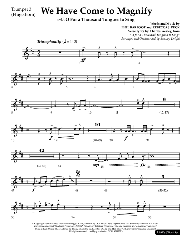 We Have Come To Magnify (Choral Anthem SATB) Trumpet 3 (Lifeway Choral / Arr. Bradley Knight)