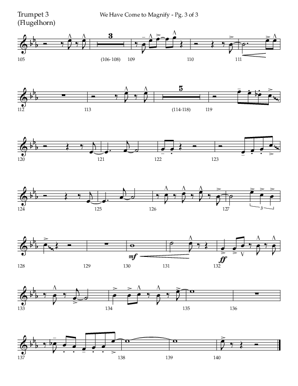 We Have Come To Magnify (Choral Anthem SATB) Trumpet 3 (Lifeway Choral / Arr. Bradley Knight)