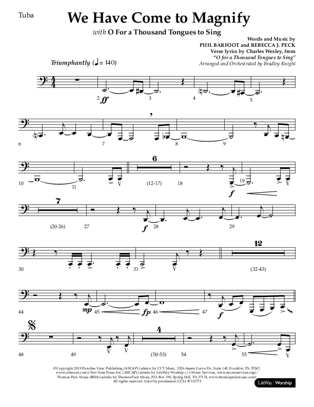 We Have Come To Magnify (Choral Anthem SATB) Tuba (Lifeway Choral / Arr. Bradley Knight)