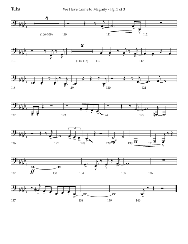 We Have Come To Magnify (Choral Anthem SATB) Tuba (Lifeway Choral / Arr. Bradley Knight)