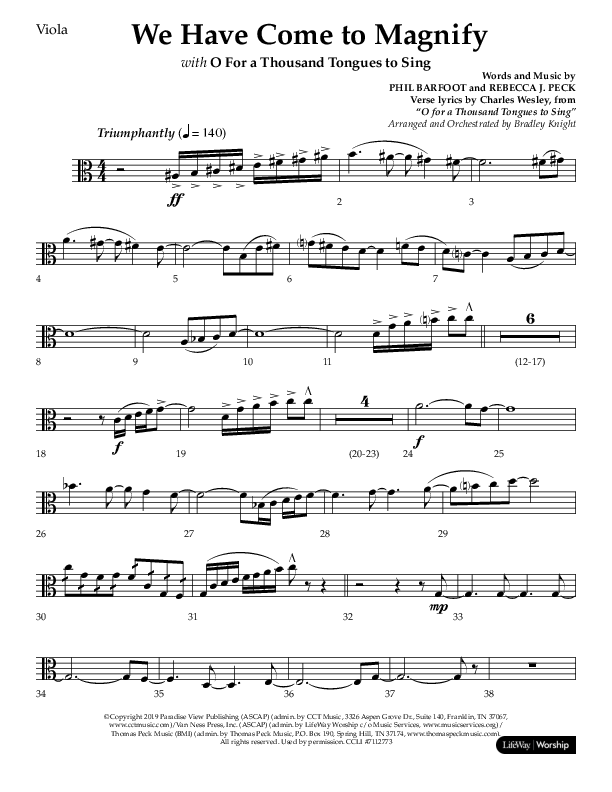 We Have Come To Magnify (Choral Anthem SATB) Viola (Lifeway Choral / Arr. Bradley Knight)