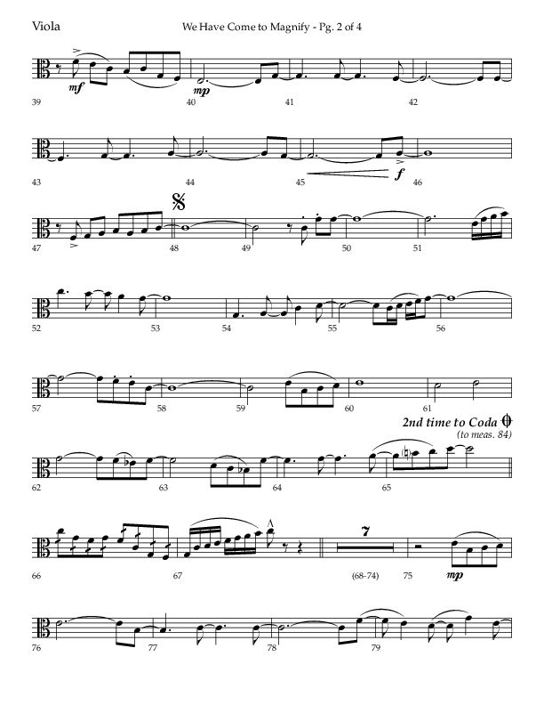 We Have Come To Magnify (Choral Anthem SATB) Viola (Lifeway Choral / Arr. Bradley Knight)