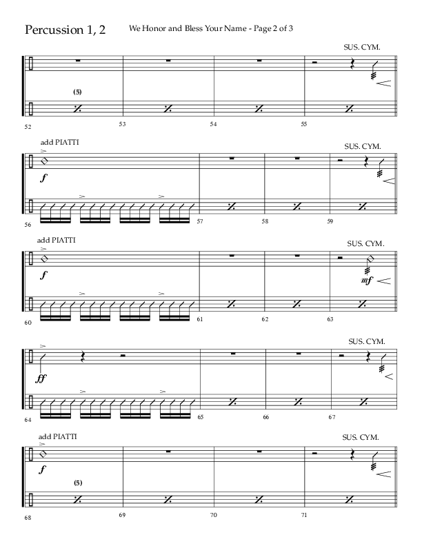 We Honor And Bless Your Name (Choral Anthem SATB) Percussion 1/2 (Lifeway Choral / Arr. John Bolin / Orch. Cliff Duren)