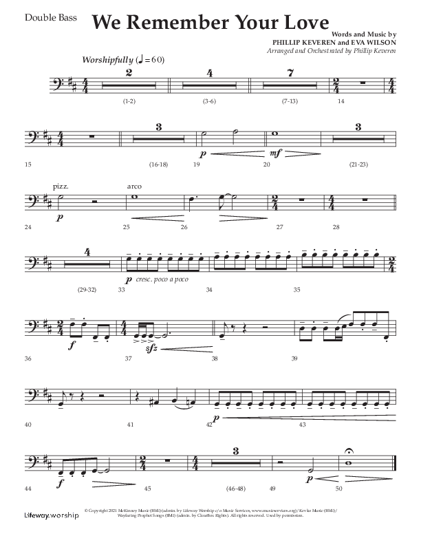 We Remember Your Love (Choral Anthem SATB) Double Bass (Lifeway Choral / Arr. Phillip Keveren)