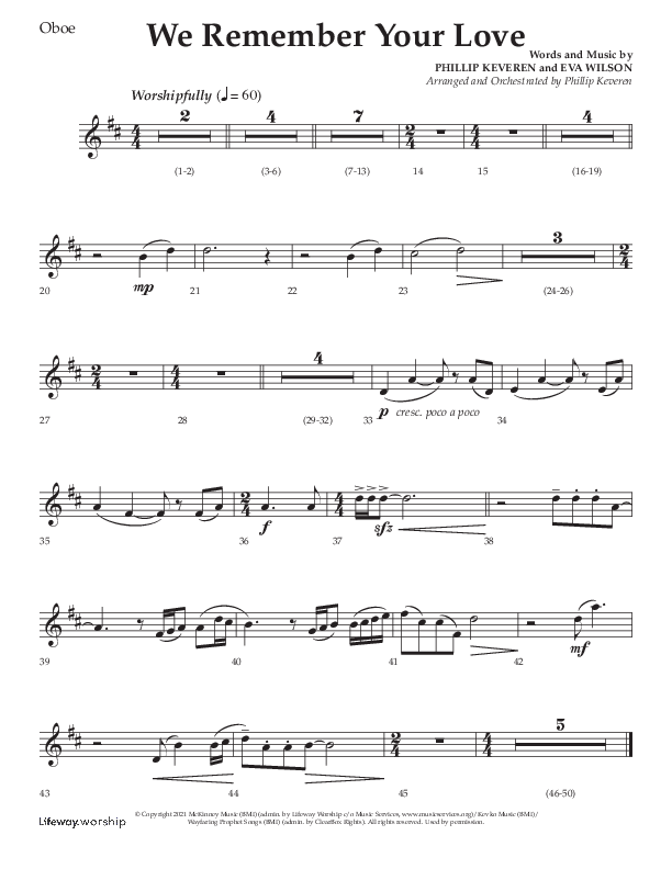 We Remember Your Love (Choral Anthem SATB) Oboe (Lifeway Choral / Arr. Phillip Keveren)