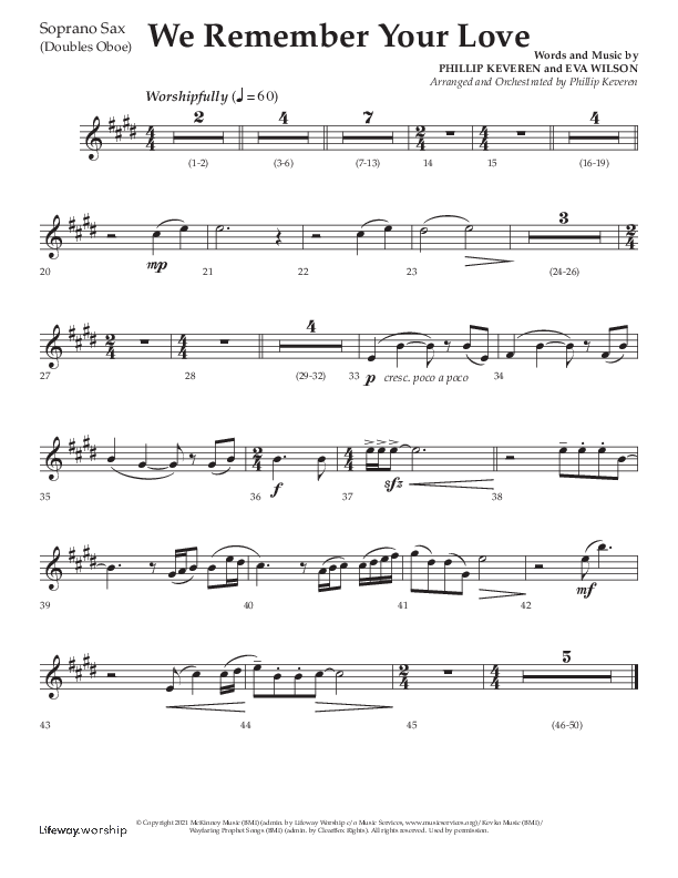 We Remember Your Love (Choral Anthem SATB) Soprano Sax (Lifeway Choral / Arr. Phillip Keveren)